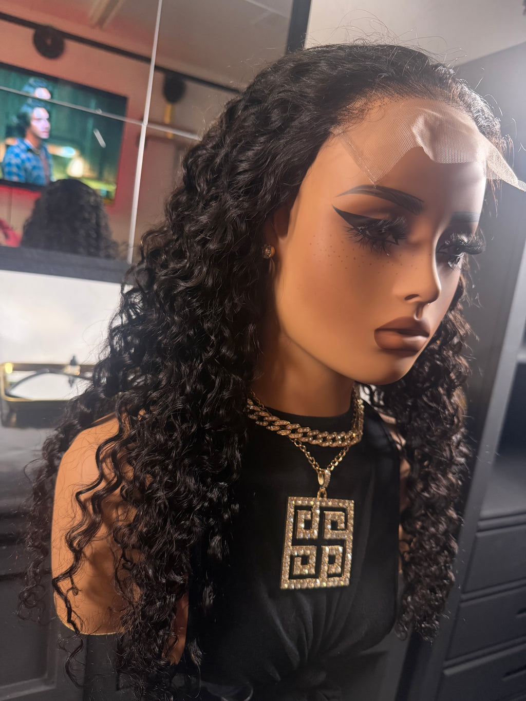 5x5 closure wig cambodian curly 22"